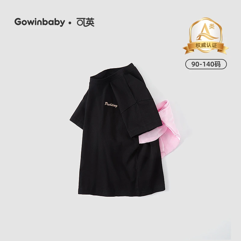 可英女童短袖t恤甜美2025夏季女孩蝴蝶结上衣女宝时髦可爱打底衫