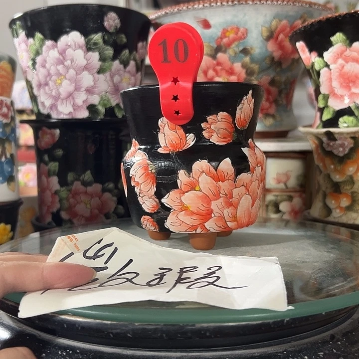 景德镇手绘花盆 满38包邮