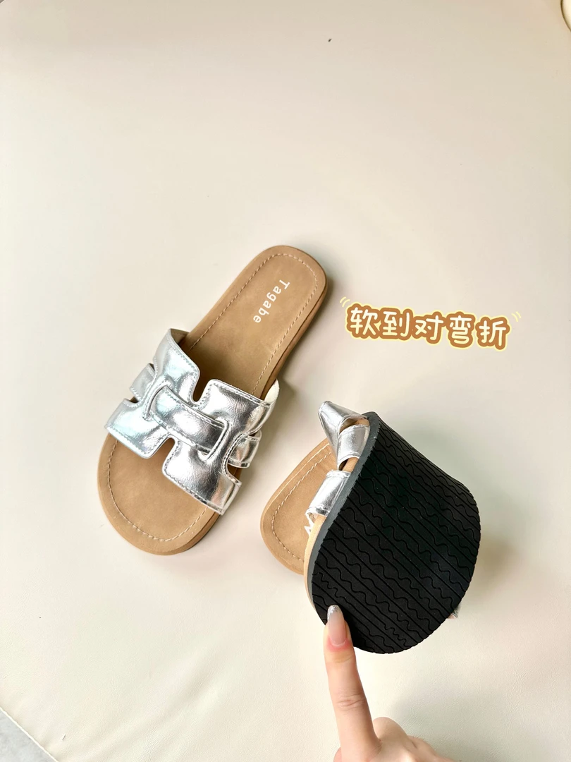 Tagabe法式绝美平底凉拖鞋夏外穿2025新款配裙子高级感一字拖凉鞋