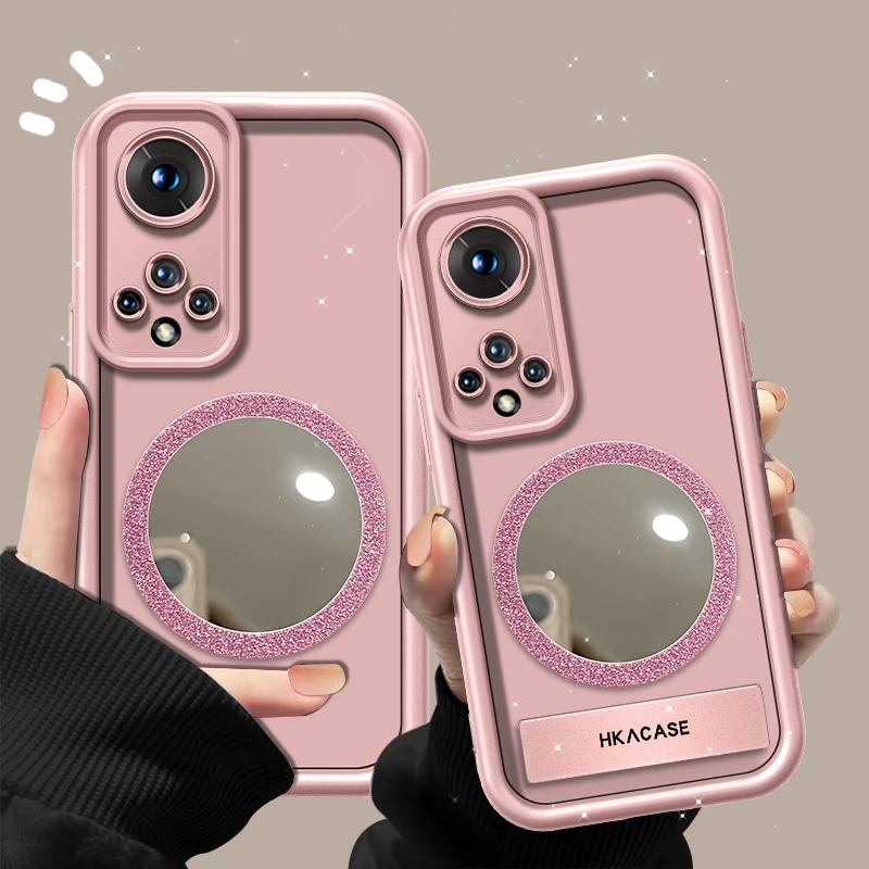 适用荣耀50手机壳金漆天眼阶梯细闪镜子硅胶软壳镜头防摔保护套