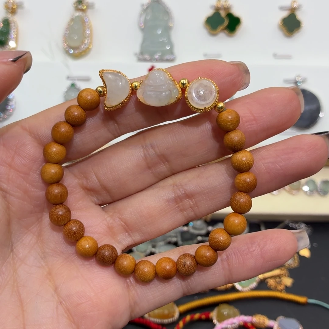 翡翠银S925镶嵌颈饰手串