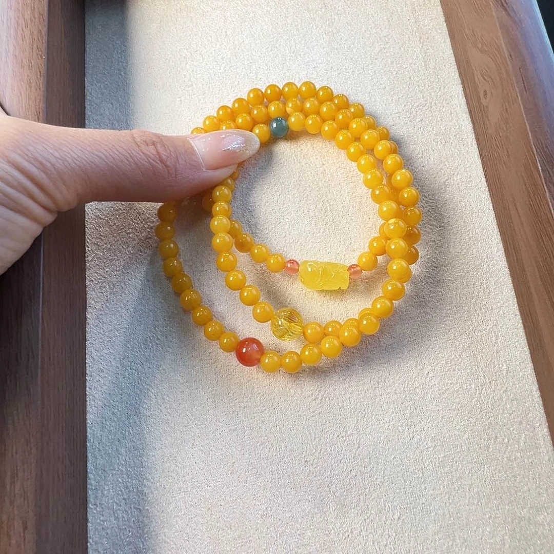 未镶嵌蜜蜡手链蜜蜡5mm+三圈