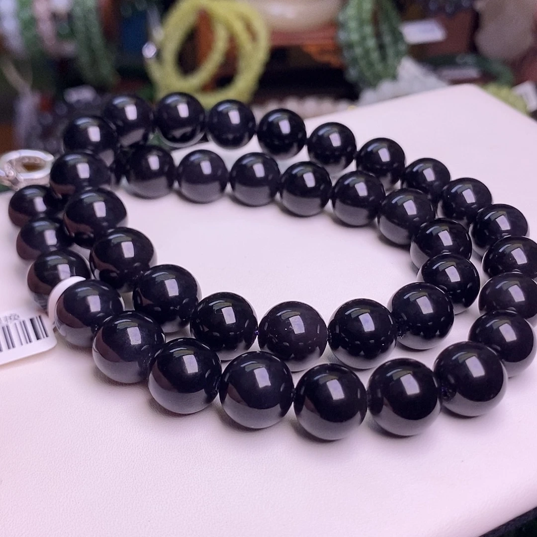 未镶嵌手镯和田玉浓烟紫老料帝王紫收藏约12mm妈妈项链