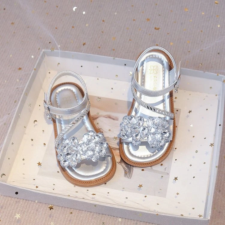 夏季休闲风魔术贴女镂空凉鞋宝宝童鞋时尚韩版软底大童露趾女童