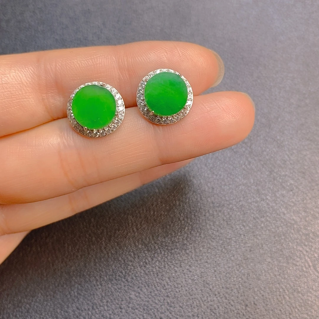 翡翠银S925镶嵌耳饰