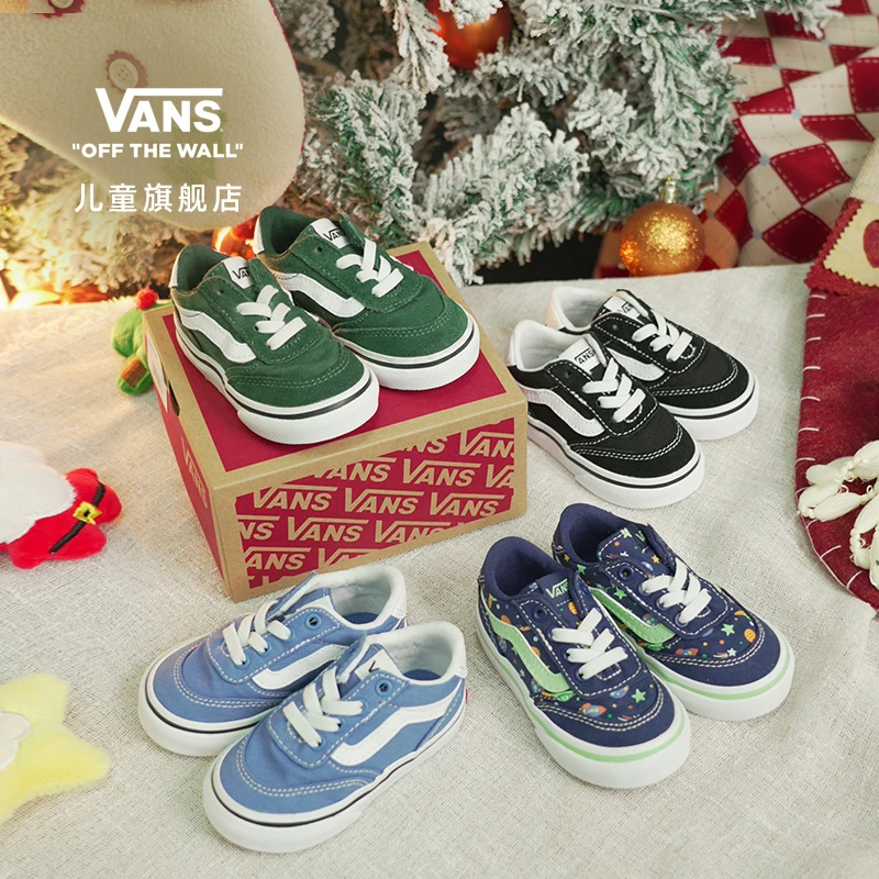 【新品】vans儿童一脚蹬Brooklyn LS Slip-On复古小童板鞋