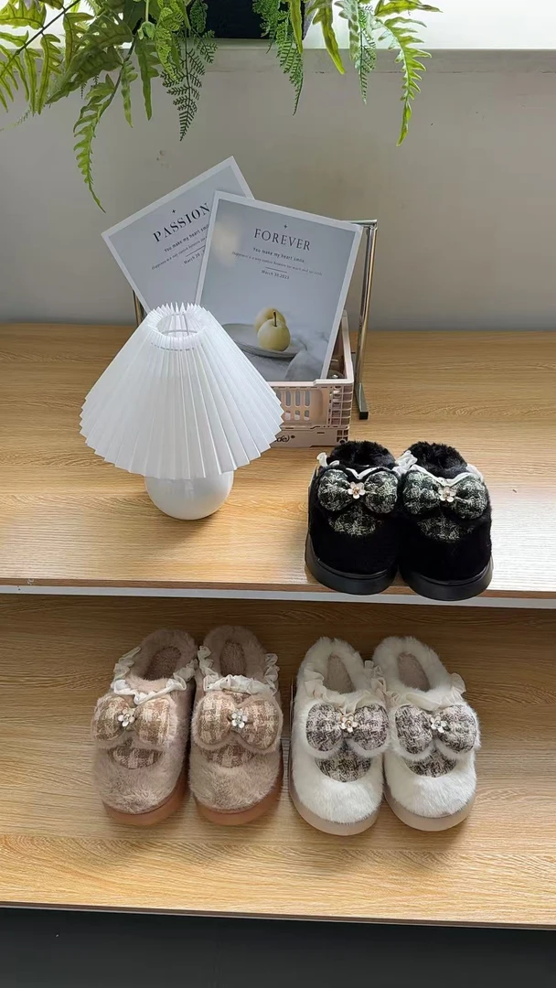 2025网红新款可爱保暖防滑公主风棉拖鞋时尚家居包头可机洗拖鞋