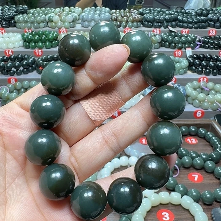 未镶嵌手链和田玉新疆且末蓝糖卡18