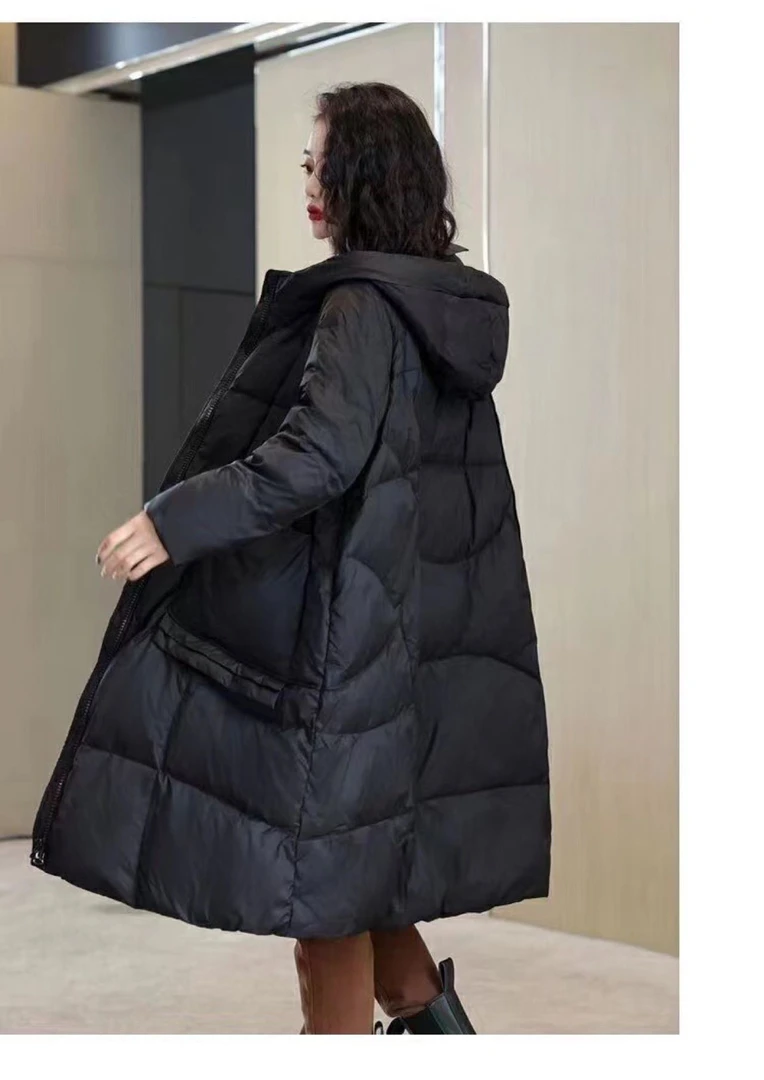 中长款A字摆韩版连帽外套