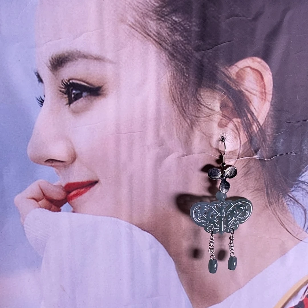 银S925镶嵌翡翠耳饰165