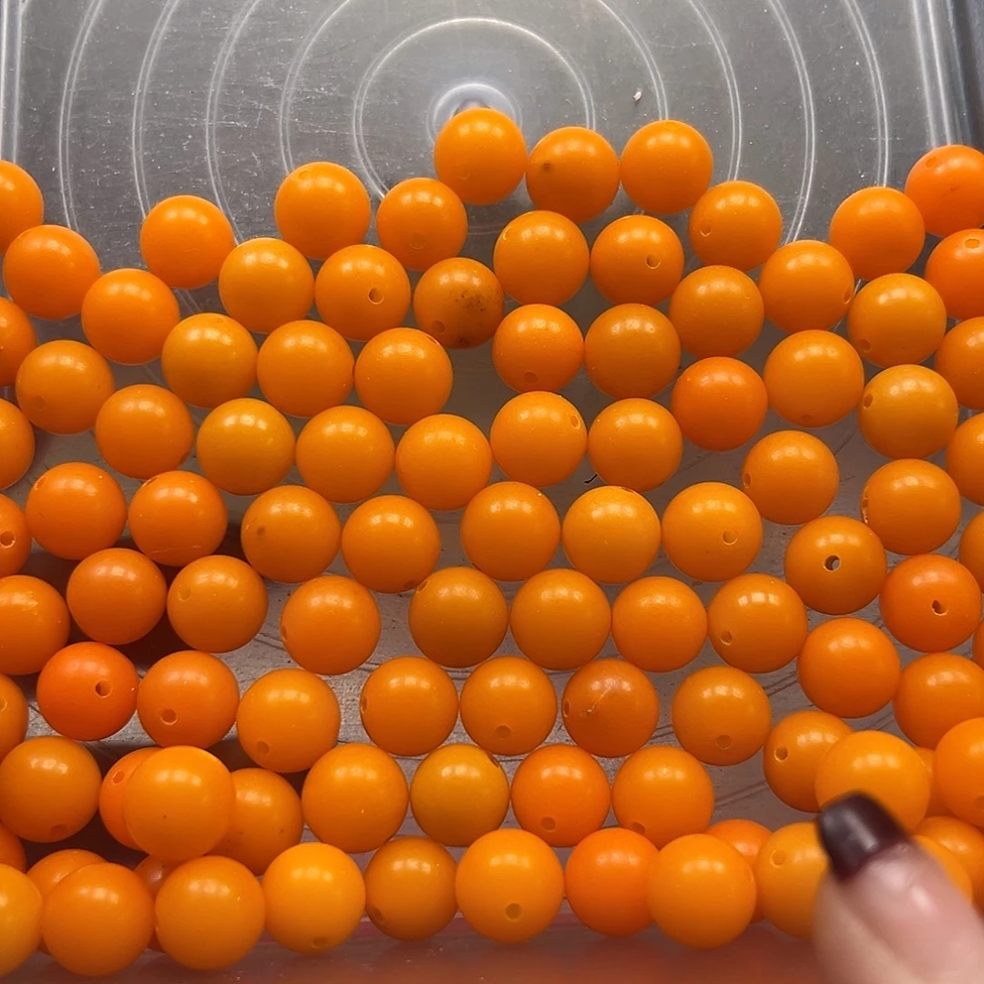 S***w菩提根/象牙果手串微瑕卡12金橘圆