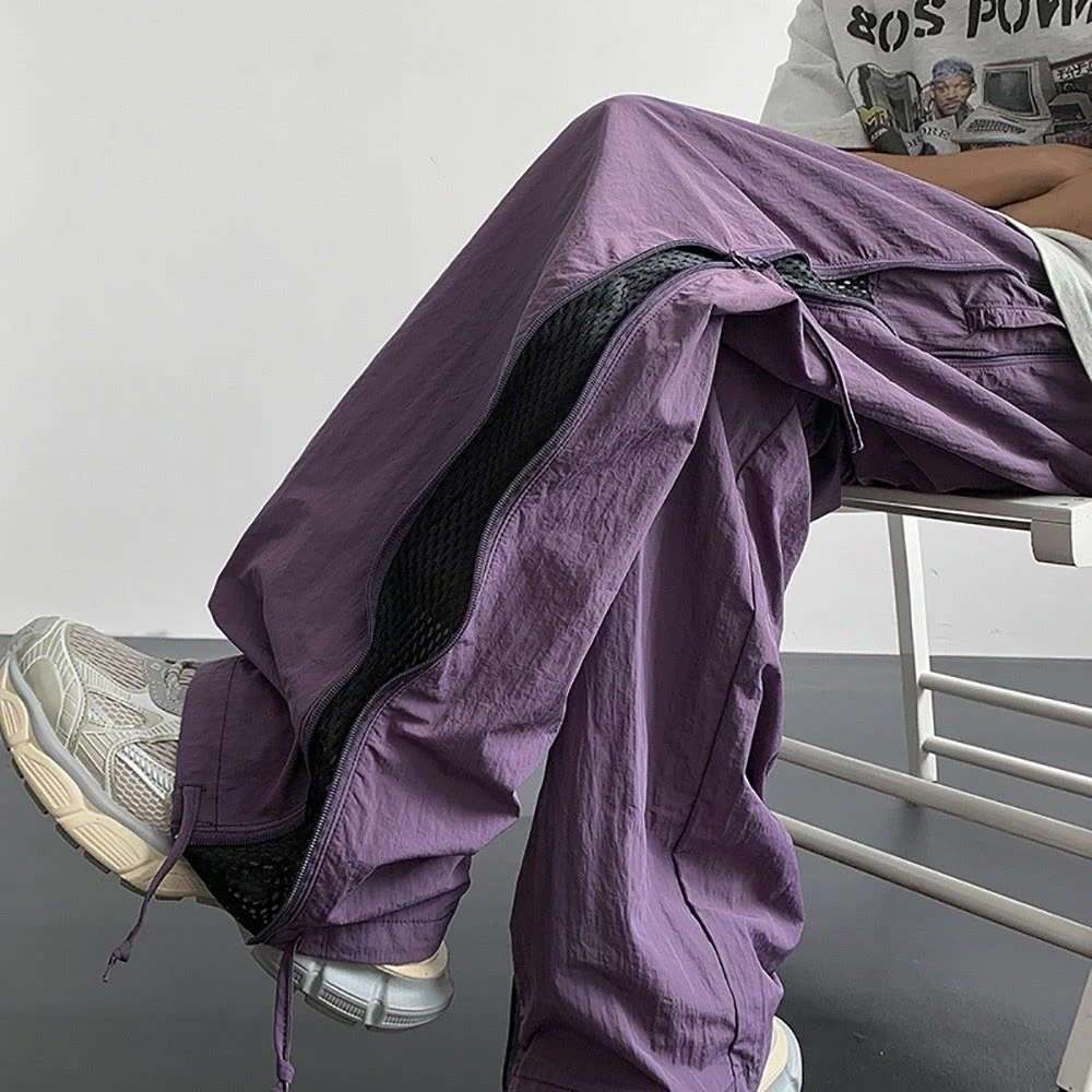 夏季薄款高街网眼透气休闲裤男女速干cleanfit设计感小众工装裤子