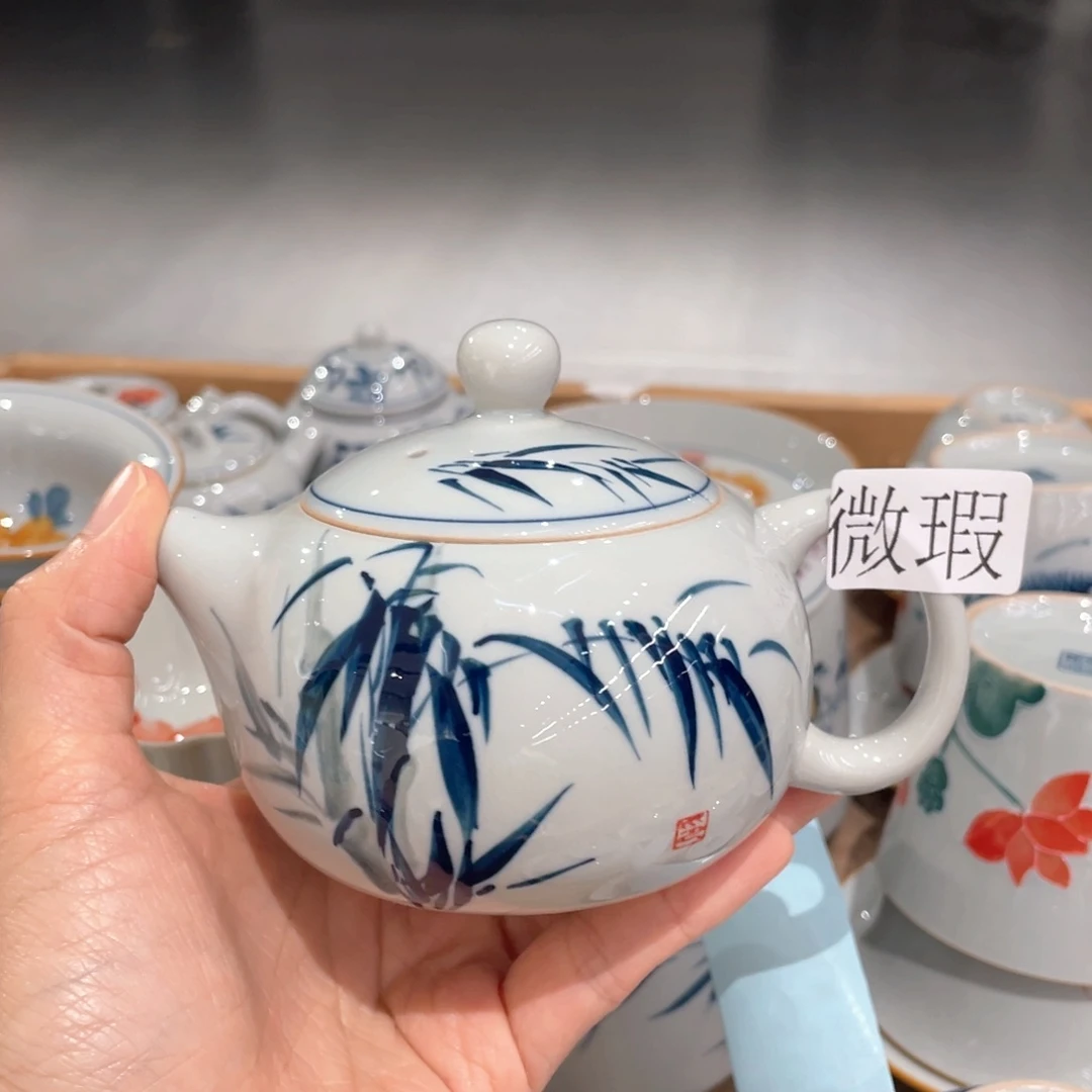 釉下彩纯手绘有瑕