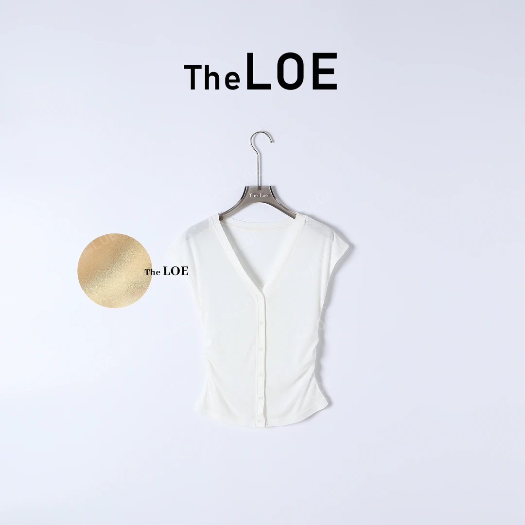 TheLOE/v领抽褶小飞袖 莱赛尔桑蚕丝上衣#LE-YY8872