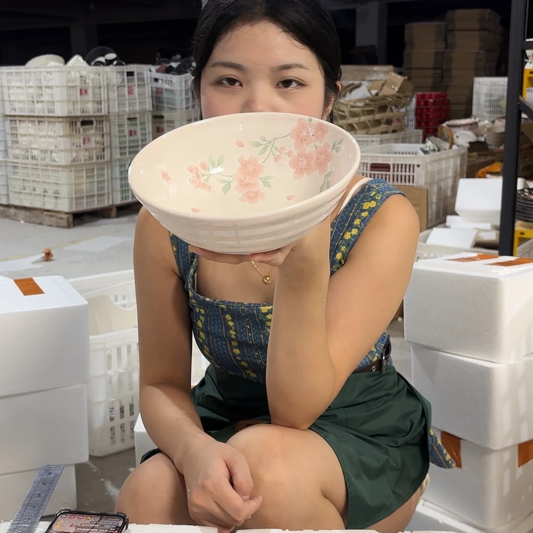 瓷微瑕陶瓷餐具釉下彩8寸碗