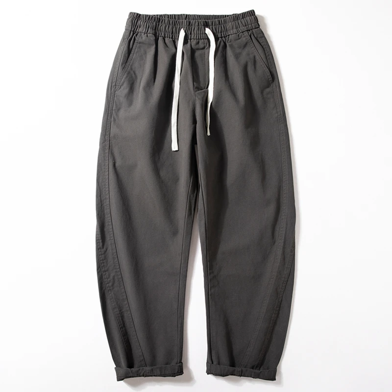 男士弯刀裤春季新款纯棉显瘦显高长裤美式高街痞帅宽松潮流休闲裤