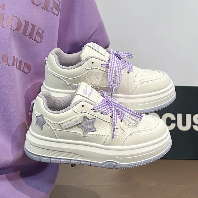 回力女鞋香芋紫小白鞋2025秋季新款学生百搭运动休闲厚底星星板鞋