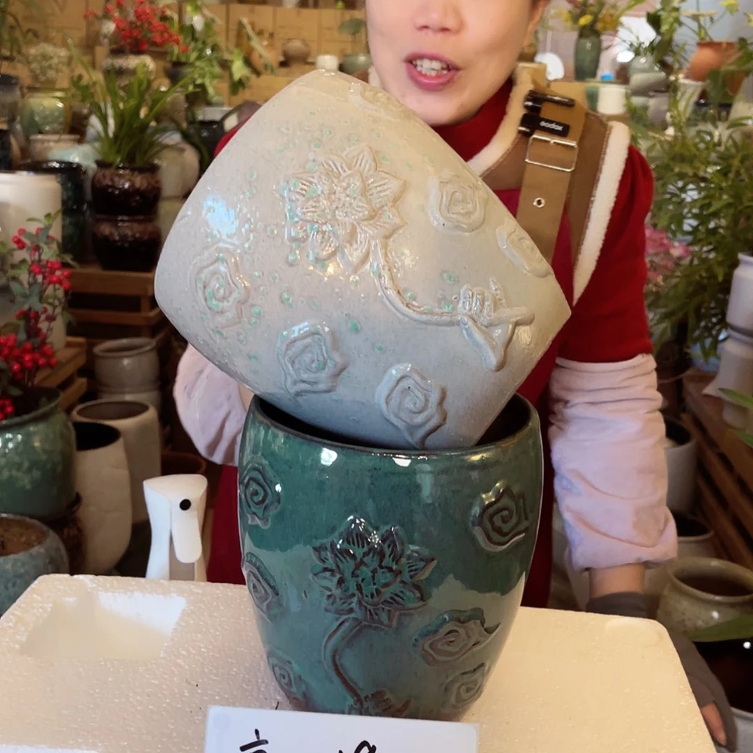 紫砂花盆高度19口径17