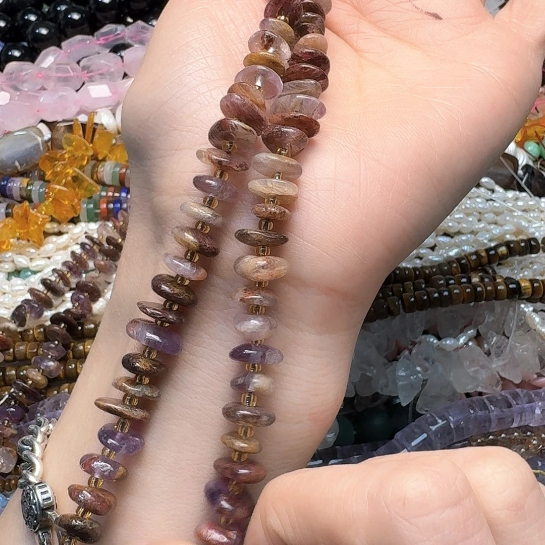 玛瑙/玉髓未镶嵌珠宝半成品一条10mm紫幽灵