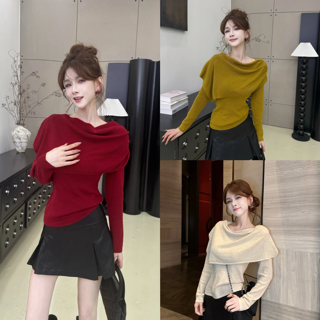 【淡菏晚风】法式复古荡领修身显瘦高级气质可拆卸两件套