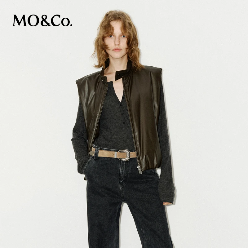 【赵老板专属】MOCO羽绒服冬双重套色擦色素皮马甲外套MBD4EIN030