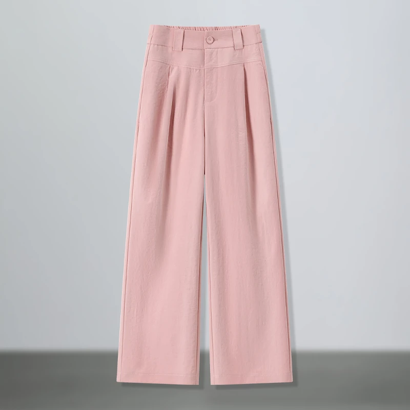 拉夏贝尔阔腿裤阔腿春夏垂感窄版休闲裤高腰垂感西装女装九分