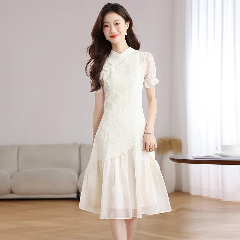 新中式国风改良旗袍连衣裙女夏2025新款今年流行爆款小个子中裙子