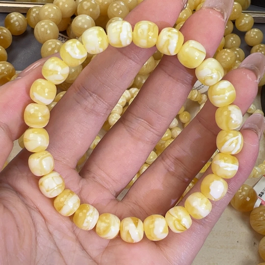 手链琥珀未镶嵌9.4金瓷白虎皮