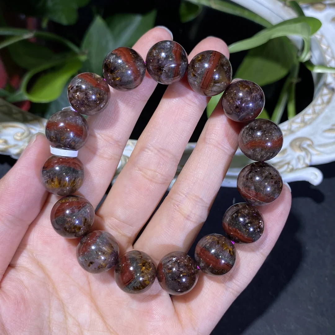 高品极光二三老矿金多多单圈13.9mm左右水晶手串