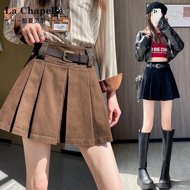 拉夏贝尔2025秋新款甜酷辣妹学院百褶裙女小个子减龄百搭a字休闲