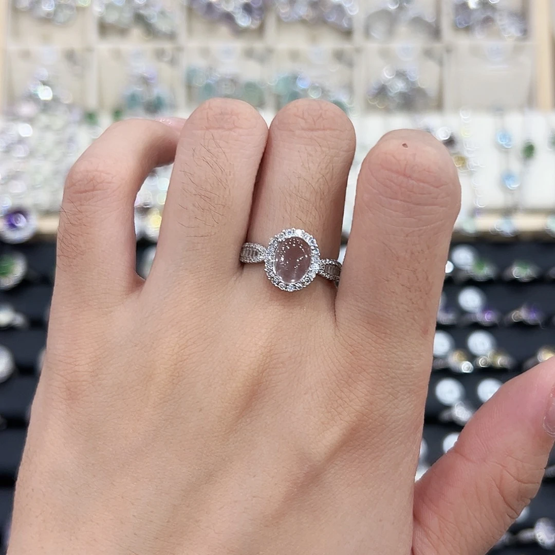 岫玉银S925镶嵌戒指