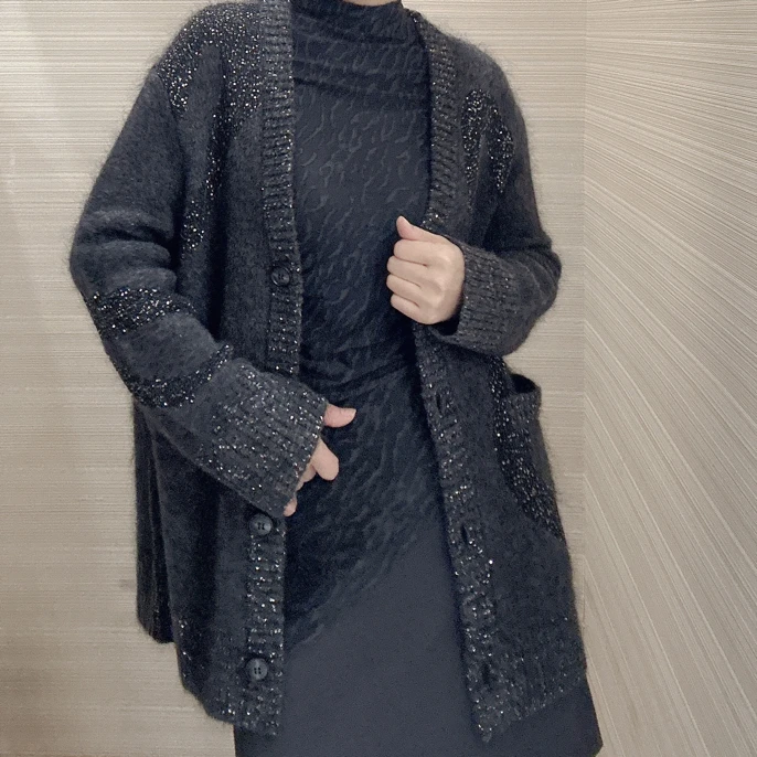 厚款中长款慵懒风女针织毛针织衫毛衫秋冬女装气质