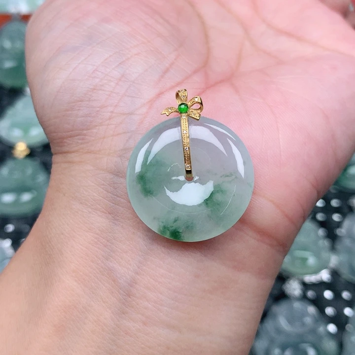 翡翠18K金镶嵌吊坠(不含链)