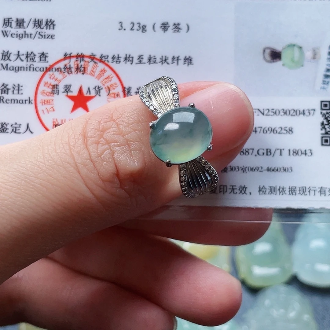 翡翠戒指银S925镶嵌戒指