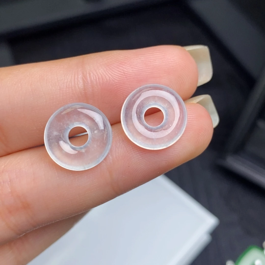 翡翠未镶嵌耳饰高冰甜甜圈裸石