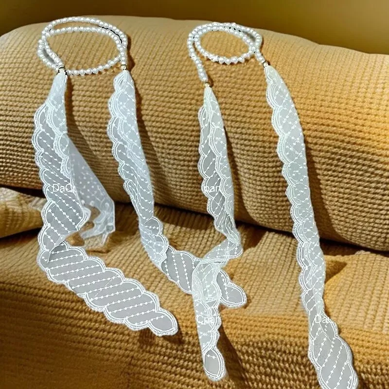 现货-韩系蕾丝珠珠腰带腰链2025网红爆款时尚多功能发带丝巾HR