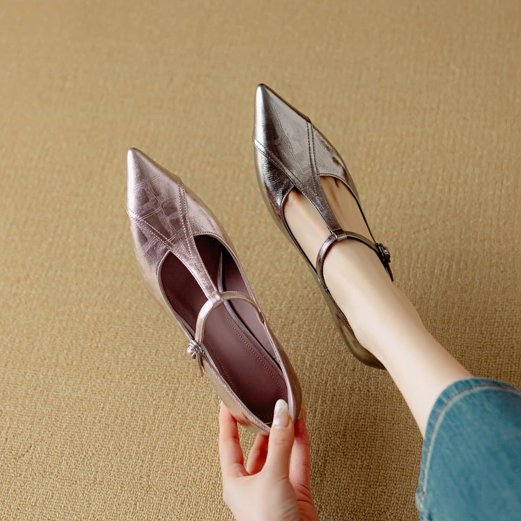 牛皮~6.5cm高跟鞋女2025春秋新款细跟软皮法式单鞋婚鞋真皮伴娘鞋