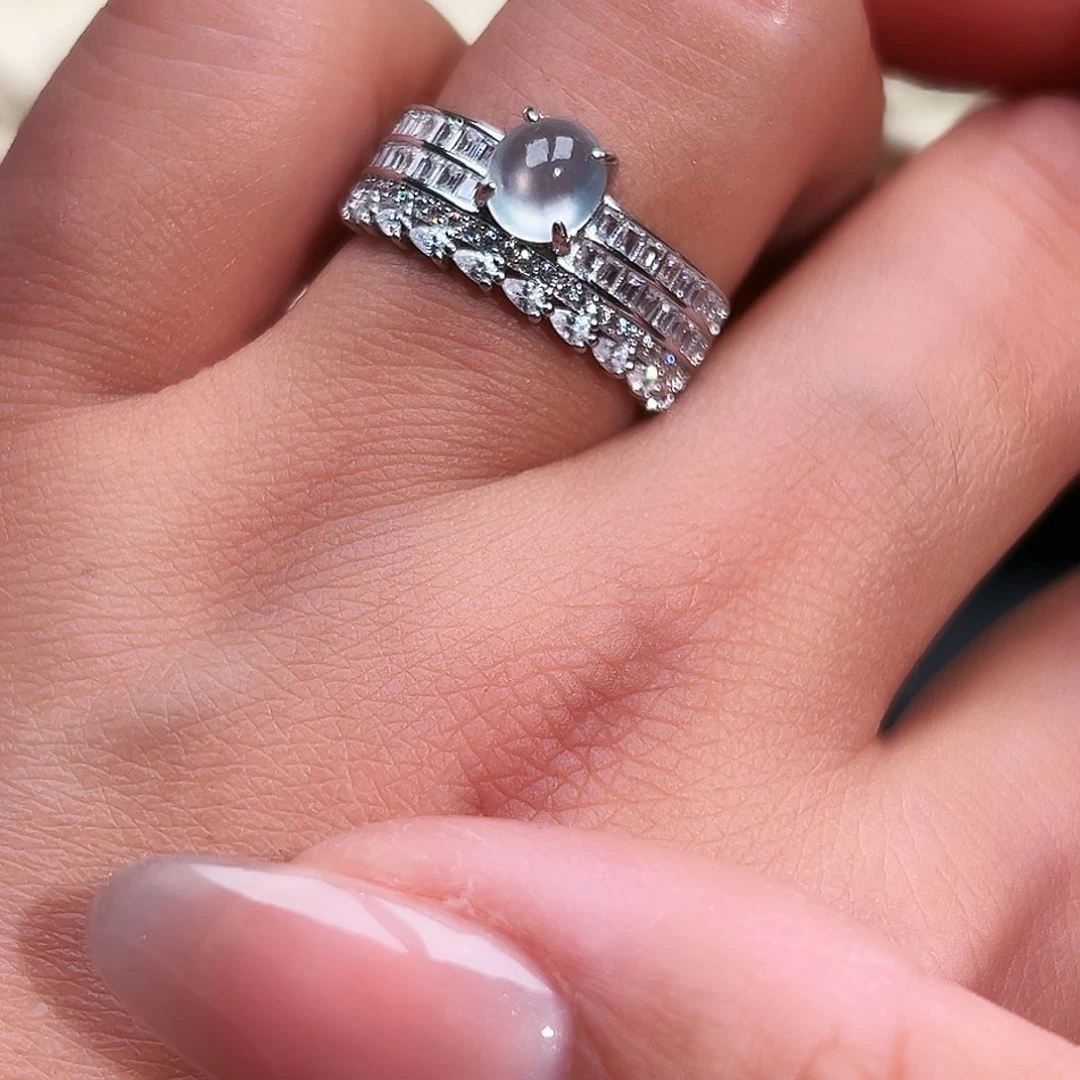 翡翠银S925镶嵌戒指缅甸天然A货翡翠戒指