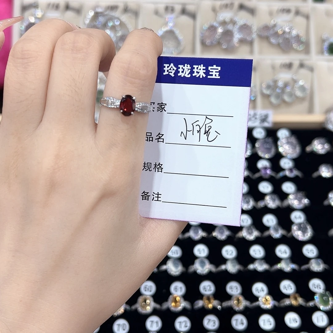 小***糖戒指银S925镶嵌芙蓉石