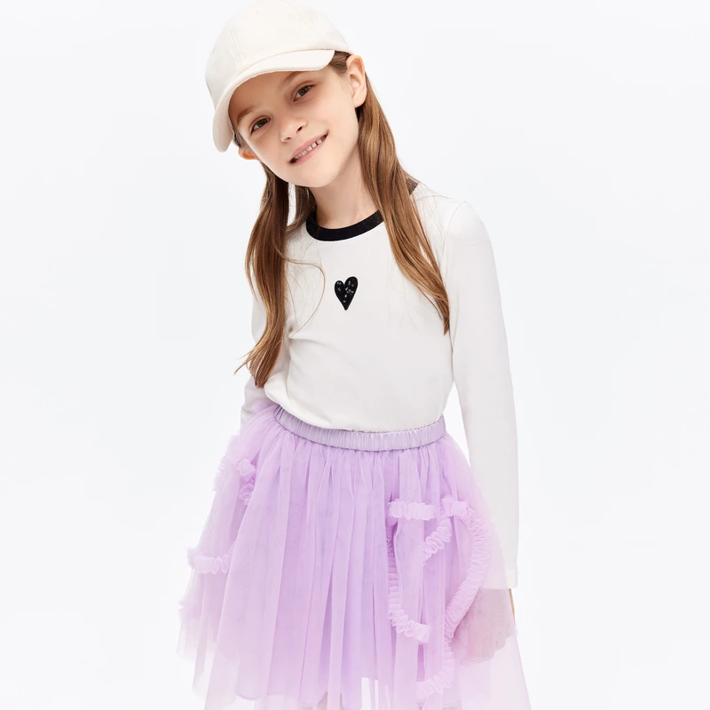 littlemoco童装夏季女童抑菌爱心修身打底长袖T恤#KBD1TEE005