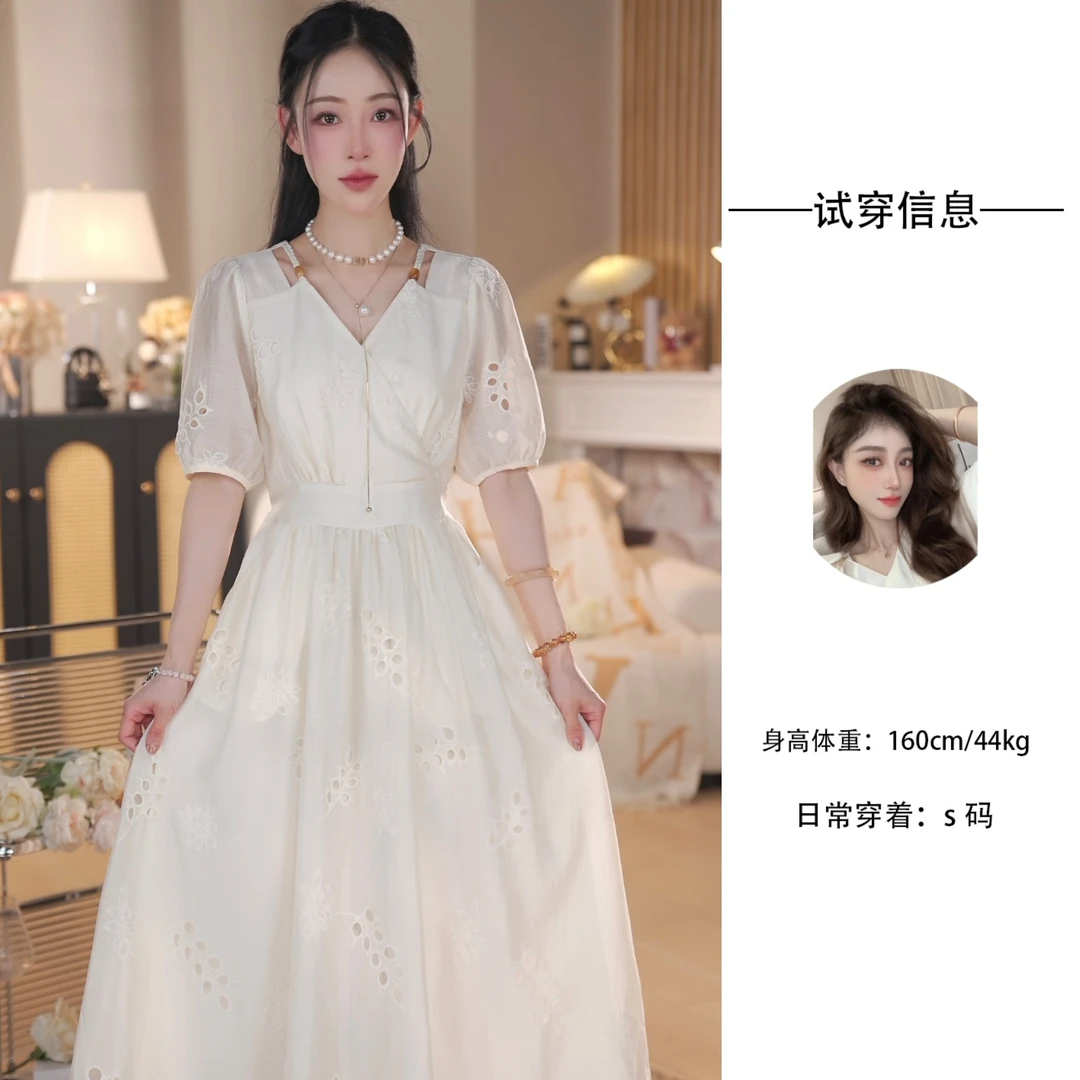 Nash/奈希【花序】设计感连衣裙25新款镂空刺绣宽松显瘦小个子长裙