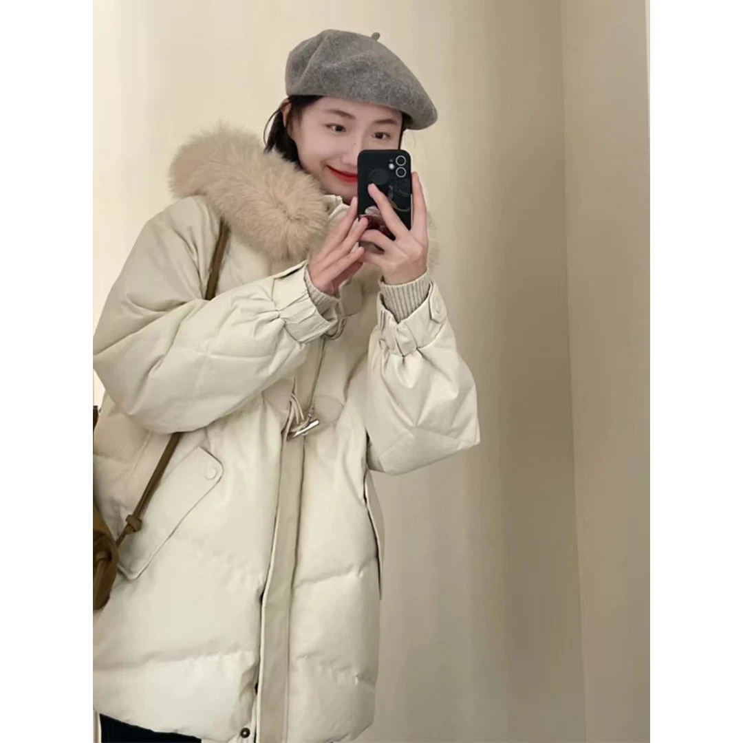 0320 M棉服2025新款冬季设计感小众大毛领外套8238