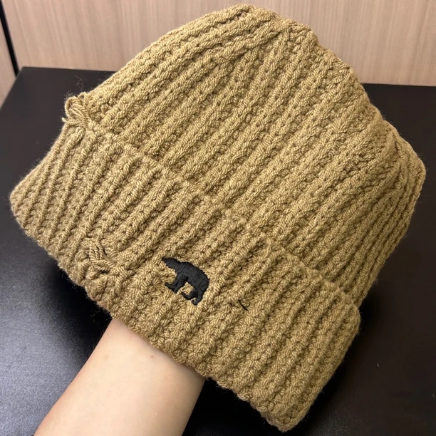 针织帽女保暖百搭冬天北极熊刺绣日系秋冬秋冬季帽子