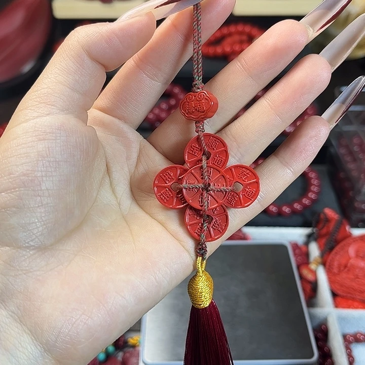 天然辰砂含尘砂朱砂挂件