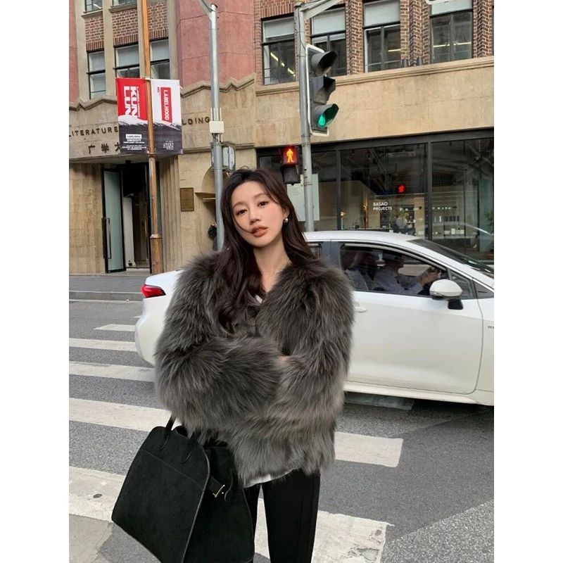 【诗诗专属】“缪斯女神”显瘦毛毛外套女2024冬年轻款短款毛毛大衣女