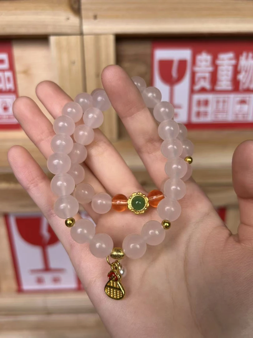 非金属仿水晶手链 精品手串渐变粉双圈 s-0408无礼盒无证书