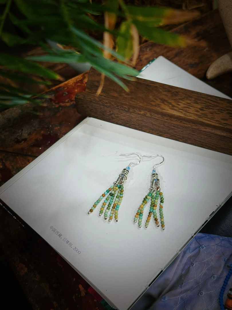 彩虹—流苏（珠穗）无优化原矿湖北耳环 耳饰