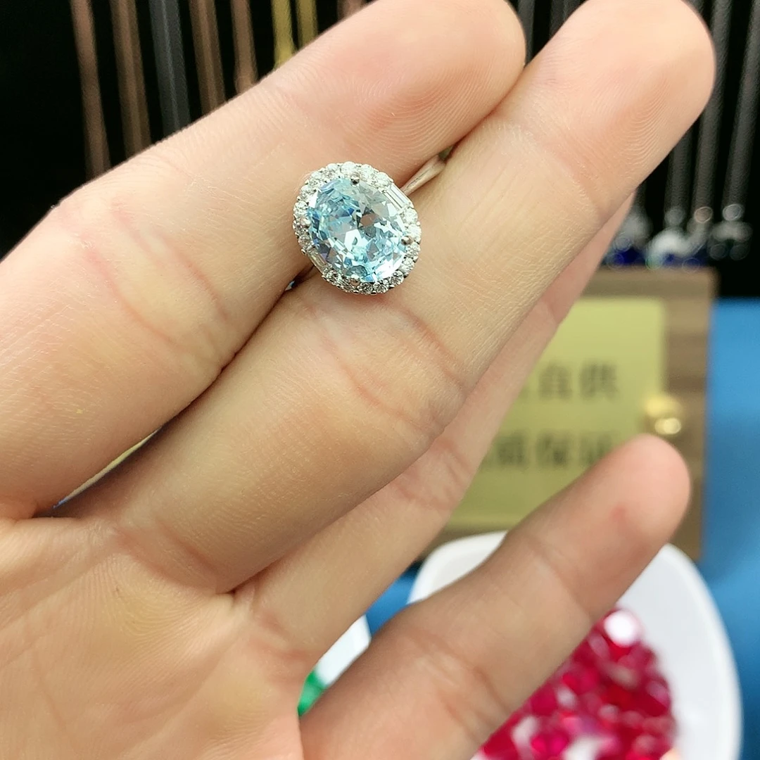 海蓝宝石戒圈银S925镶嵌