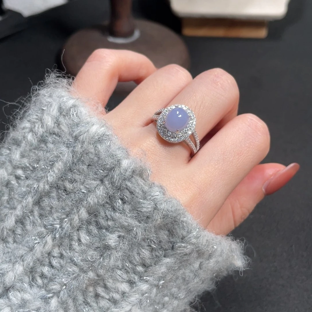 翡翠戒指银S925镶嵌8669