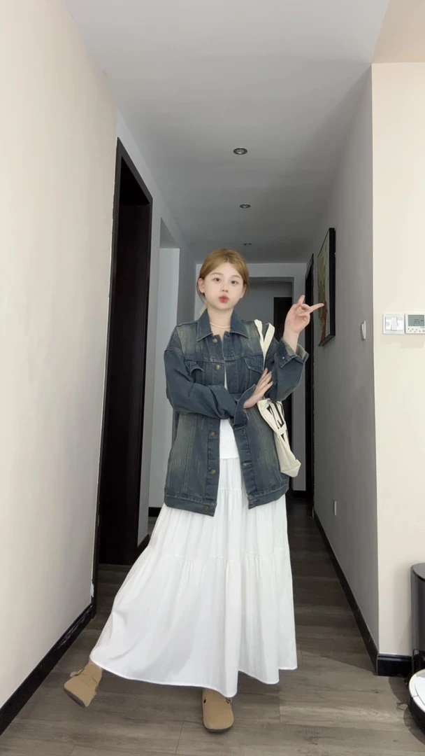 2025春季做旧磨破牛仔外套薄款宽松韩系慵懒风上衣